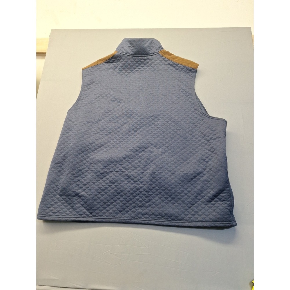 Daniel Cremieux Men's 4XB Blue Quilted Full Zip Vest Suede Shoulder Trim Preppy - Picture 9 of 10